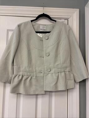 Walter Vintage Silver Cropped Shimmer Blazer Buttons. Size S. Elegant. Cocktail